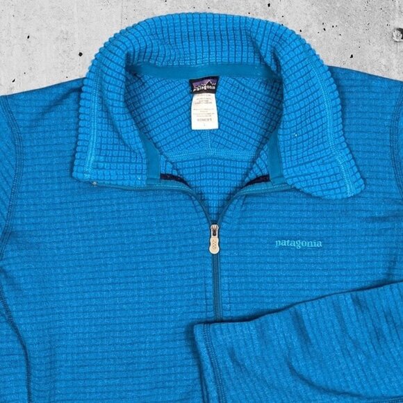 Womens R1 Size Large Blue 1/4 Zip Micro Grid Fleece - Picture 2 of 6